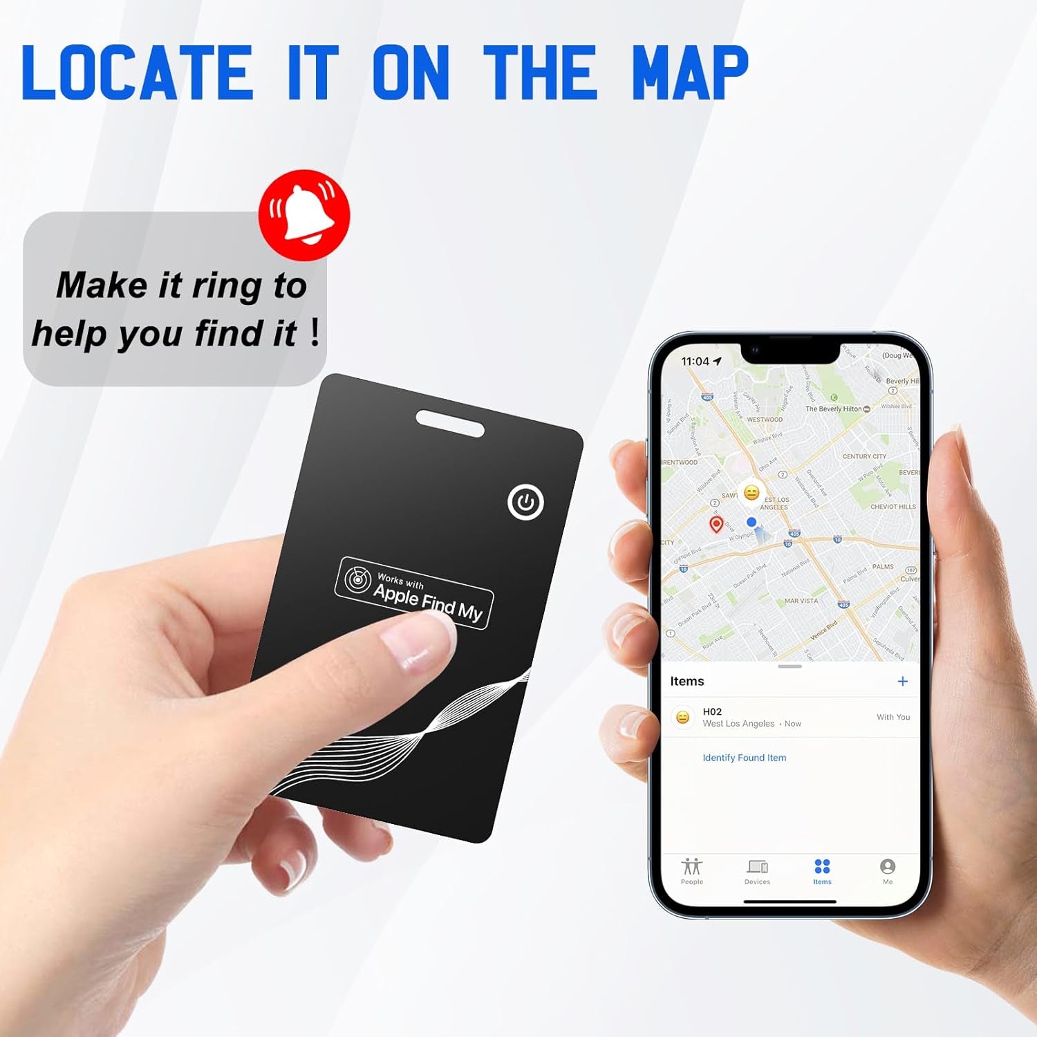 Wallet Tracker Card, Wireless Charging Wallet Finder. Item Finder Works with Apple Find My (Ios Only),Thin GPS Item Tracker & Item Locators for Wallets, Luggage Easily Find All Your Things (Black)