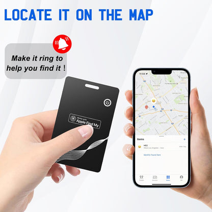 Wallet Tracker Card, Wireless Charging Wallet Finder. Item Finder Works with Apple Find My (Ios Only),Thin GPS Item Tracker & Item Locators for Wallets, Luggage Easily Find All Your Things (Black)