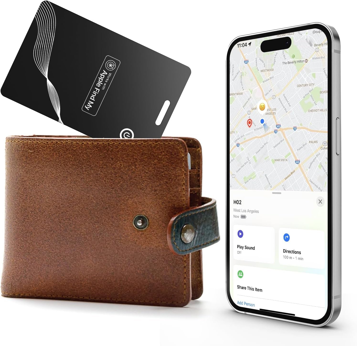 Wallet Tracker Card, Wireless Charging Wallet Finder. Item Finder Works with Apple Find My (Ios Only),Thin GPS Item Tracker & Item Locators for Wallets, Luggage Easily Find All Your Things (Black)