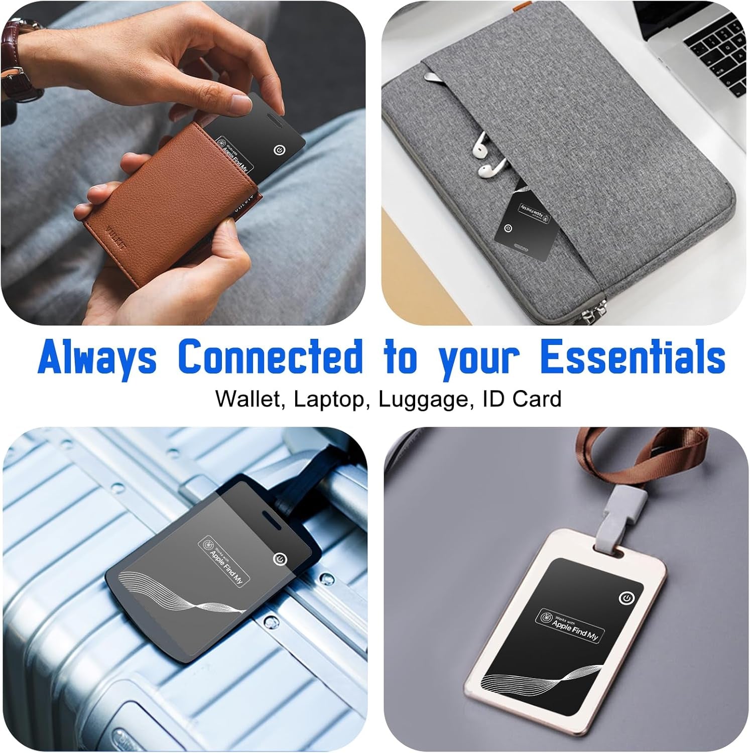 Wallet Tracker Card, Wireless Charging Wallet Finder. Item Finder Works with Apple Find My (Ios Only),Thin GPS Item Tracker & Item Locators for Wallets, Luggage Easily Find All Your Things (Black)