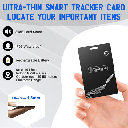 Wallet Tracker Card, Wireless Charging Wallet Finder. Item Finder Works with Apple Find My (Ios Only),Thin GPS Item Tracker & Item Locators for Wallets, Luggage Easily Find All Your Things (Black)