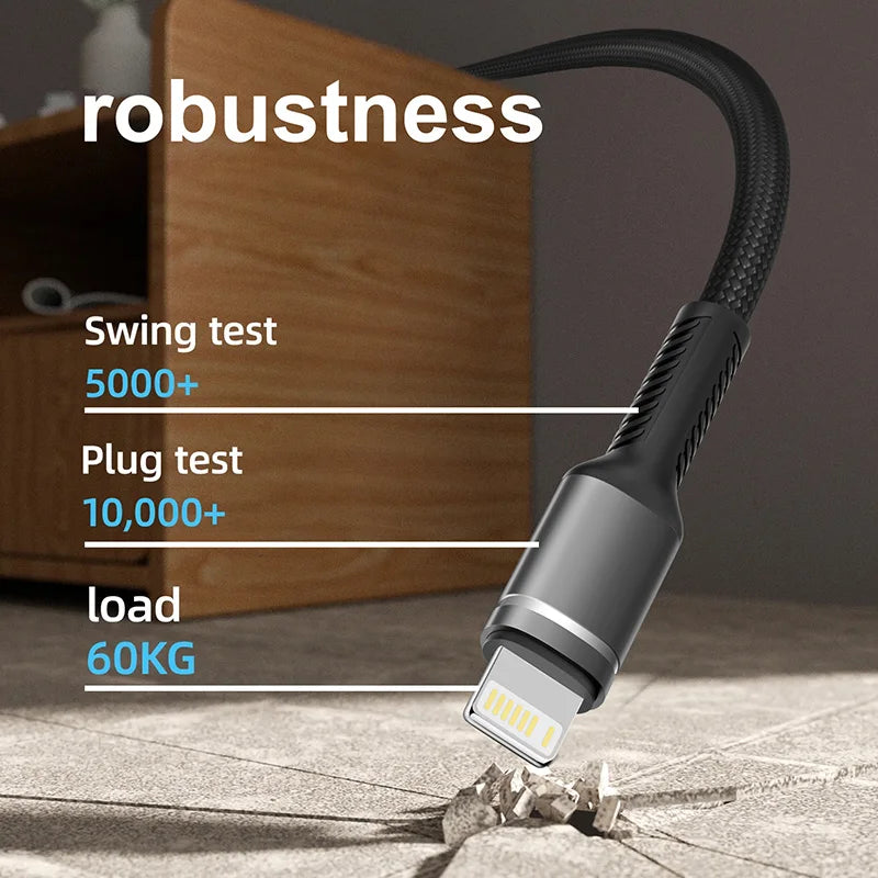 Mfi Certified Nylon Braided Fast Charging Cable for Iphone 14 plus 13 Pro Max 12 11 XR XS 2.4A USB Lightning Super Charge Line