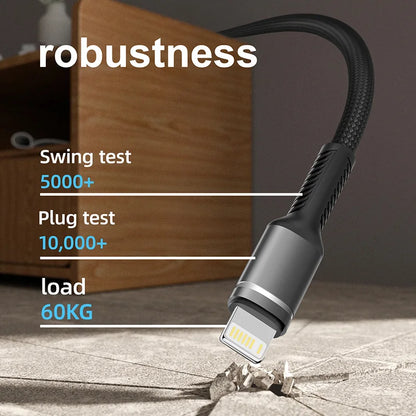 Mfi Certified Nylon Braided Fast Charging Cable for Iphone 14 plus 13 Pro Max 12 11 XR XS 2.4A USB Lightning Super Charge Line