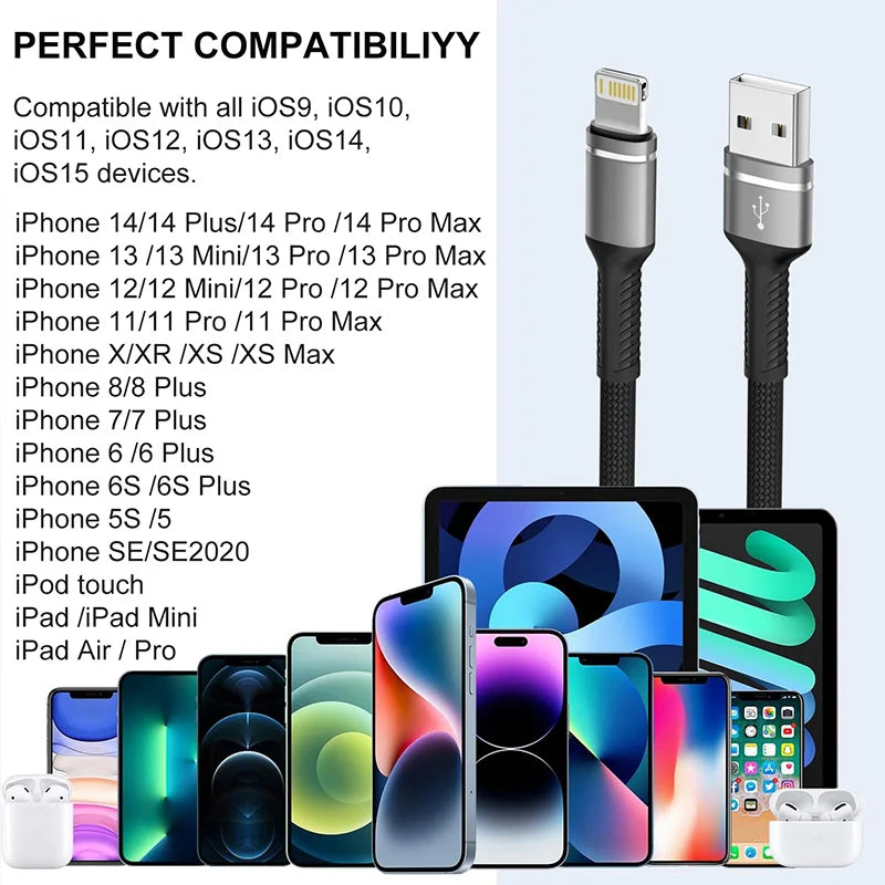 Mfi Certified Nylon Braided Fast Charging Cable for Iphone 14 plus 13 Pro Max 12 11 XR XS 2.4A USB Lightning Super Charge Line